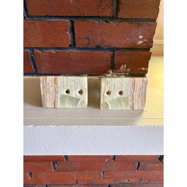 Vintage Onyx Horse Head Bookends Pair – Banded Stone Chess Knight Sculptures For Sale - Image 16 of 16