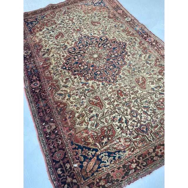 Antique Ferahan Sarouk Soft Rust Rug 4.4 x 6.4 For Sale - Image 12 of 12
