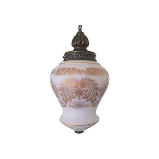 Hand-Painted French Glass Pendant Light For Sale