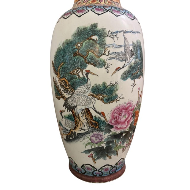 Mid Century Hand Painted Jingdezhen Floor Vase For Sale In Greensboro - Image 6 of 11