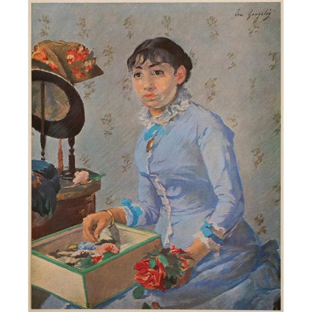Rare vintage First Edition Impressionist offset lithograph, print, after oil painting "The Modist" by French artist Eva...