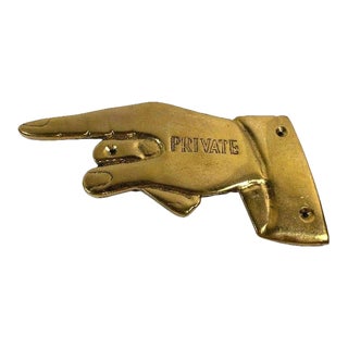 Brass Vintage Pointing Hand "Private" Sign For Sale