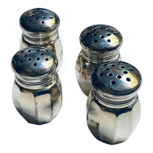 Late 20th Century Reed & Barton Sterling Silver Individual Salt & Pepper Shakers- Set of 4
