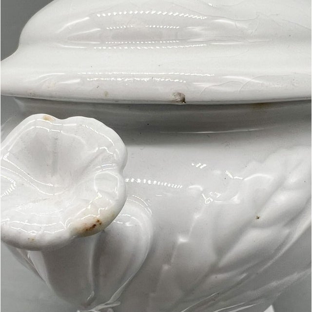 Late 19th Century Antique English Ironstone Covered Sauce Tureen by J & J Edwards – Fenton Pattern - Victorian, Farmhouse, Cottagecore For Sale - Image 5 of 16