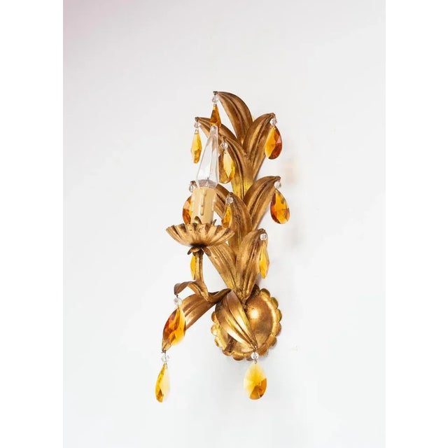 Metal Vintage Italian Gold Metal Wall Light, 1970s For Sale - Image 7 of 7