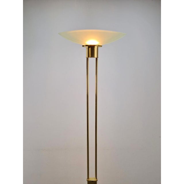 Cream Regency Model 2517-1-P1 Torchiere Floor Lamp in Brass and Venetian Glass from Holtkotter, 1980s For Sale - Image 8 of 13