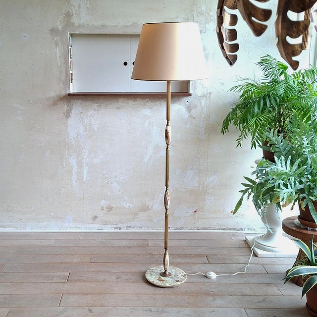 Silver Vintage Brass and Onyx Floor Lamp, 1960s For Sale - Image 8 of 8
