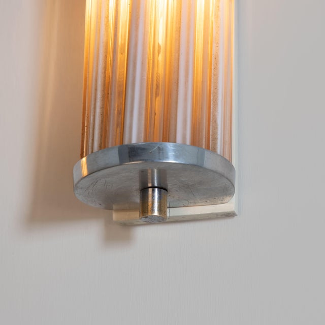 Metal Functionalist Sconce with Glass Rods, 1930s, Set of 2 For Sale - Image 7 of 9