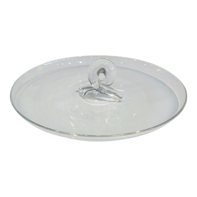 Stueben Crystal Platter With Handle For Sale