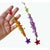 Pop Art Vintage Swirl Glass Icicle Ornaments – Yellow & Purple, Rhinestone Stars, Set of 2 - 6" For Sale - Image 3 of 7