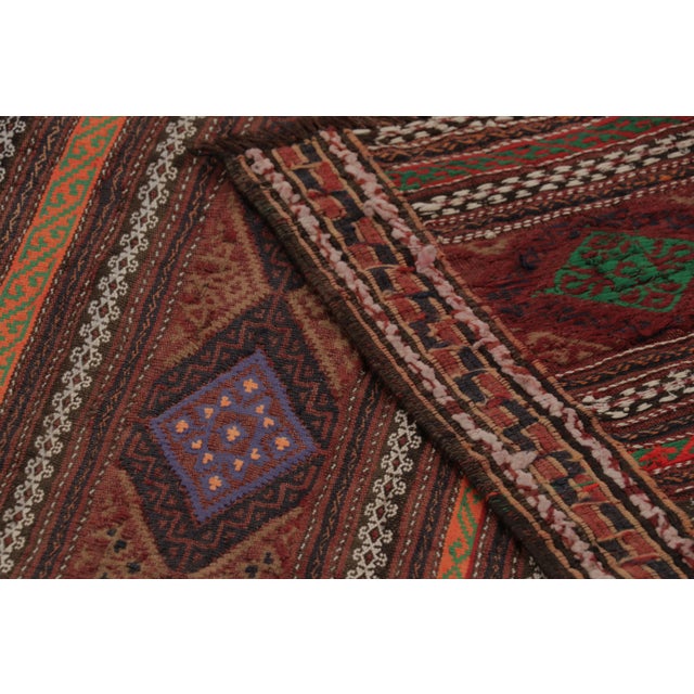 Brown Vintage Persian Soumak Kilim, Earth Tones With Diamond Motifs - Rug & Kilim For Sale - Image 8 of 8