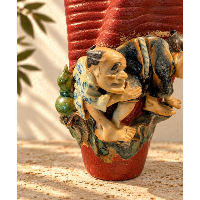 Meiji Period Ishiguro Koko Signed Sumida Gawa Japanese Figural Vase, C. 1890–1910 For Sale - Image 4 of 11