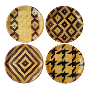 Southwestern Lacquered Plates in Woven Wood - Set of 4