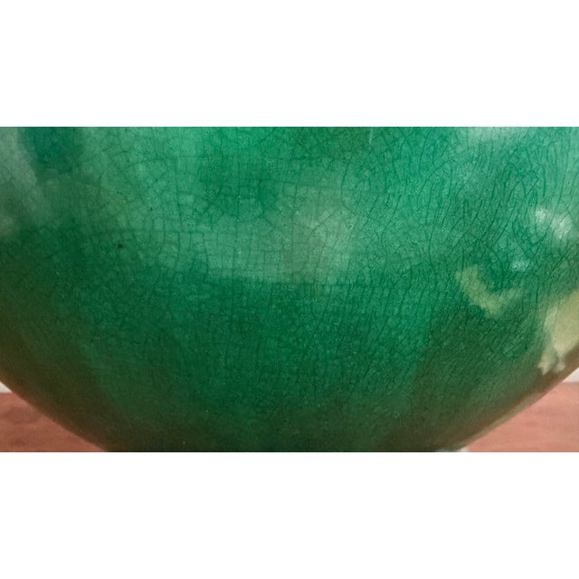 Monumental Chinese Emerald Green Porcelain Vase Table Lamp For Sale In Savannah - Image 6 of 11
