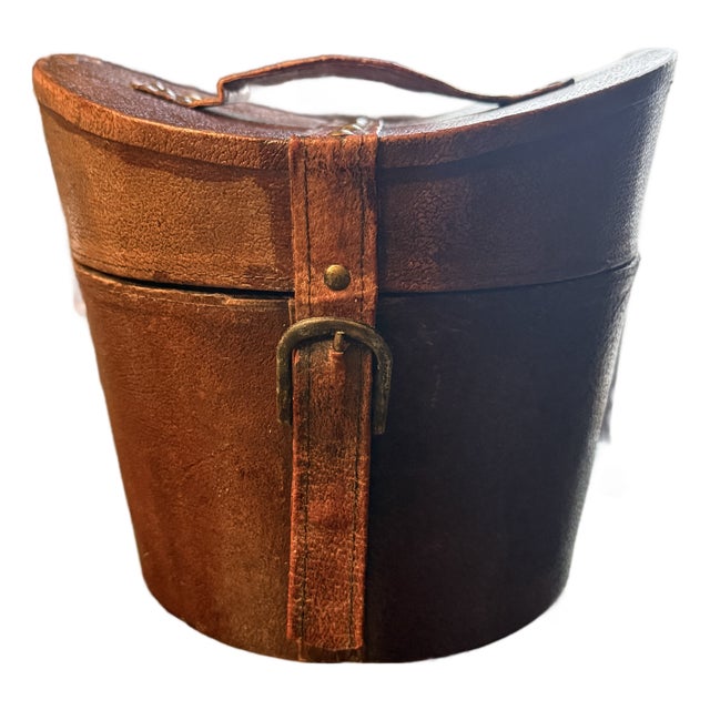 Antique Leather Hat Box 19th Century For Sale