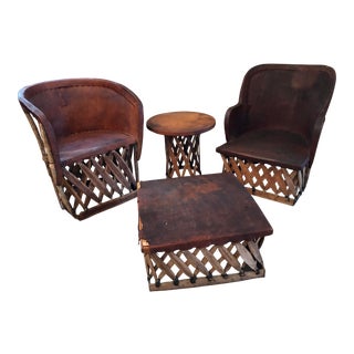 1970s Vintage Mexican Equipale Patio Set- 4 Pieces For Sale