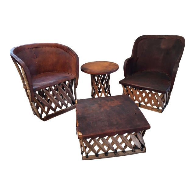 1970s Vintage Mexican Equipale Patio Set 4 Pieces Chairish