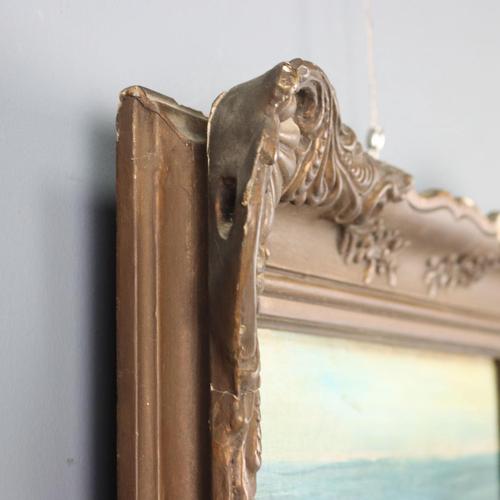 Waiting Scene on the Seaside, Oil Painting, Framed For Sale - Image 10 of 12