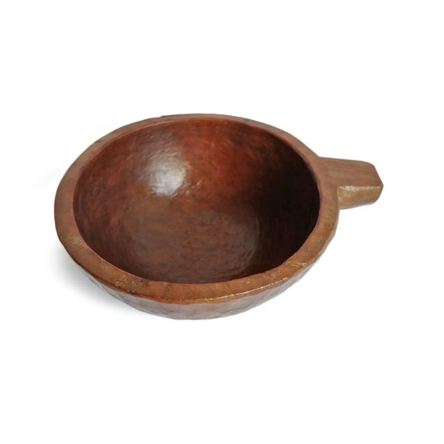 Rustic Small Vintage Nepal Wood Bowl For Sale - Image 3 of 5
