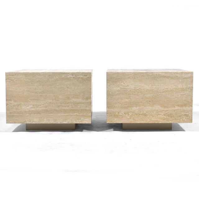 Stone Pair of Travertine Modernist Side Tables For Sale - Image 7 of 7