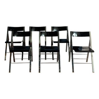 Chrome and Acrylic Folding Chairs, 1980s, Set of 6 For Sale