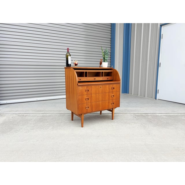 Egon Ostergaard 1960s Danish Modern Teak Secretary Desk by Egon Ostergaard For Sale - Image 4 of 11