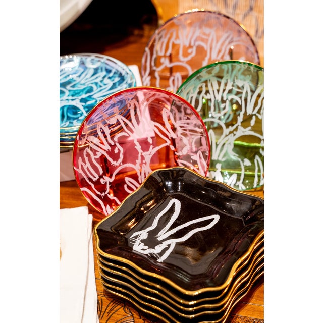 Abstract Hunt Slonem Bunny Portrait Plate, Pink For Sale - Image 3 of 3