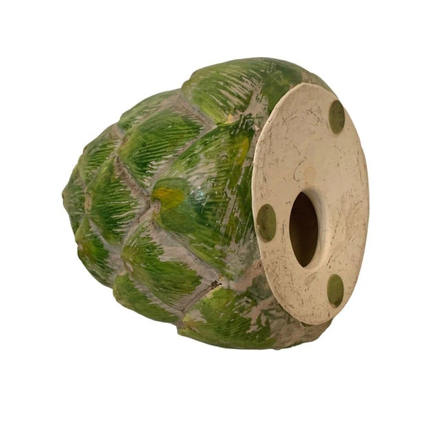 Vintage Green Artichoke Ceramic Sculpture For Sale - Image 6 of 8