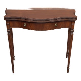 Mid 20th Century Federal Style Mahogany Fold-Top Card Table Console Table, Refinished For Sale