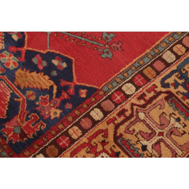 Handmade in wool and originating from Germany circa 1910-1920, this 4x6 antique hooked rug is an exceptional find of the...