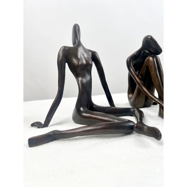 Modernist Figural Limited Edition Bronze Sculpture, Set of 3, Signed & Numbered 1980's For Sale - Image 4 of 18