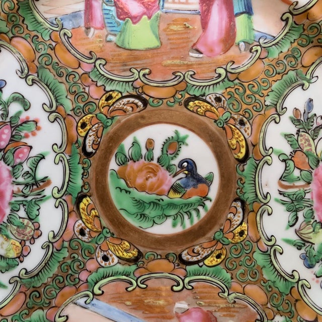 Rose Medallion Porcelain Plates, 19th Century - Set of Nine For Sale - Image 6 of 11