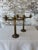 Elegant pair of vintage brass candelabras sourced in Parma, Italy, featuring refined neoclassical lines with a distinctly...