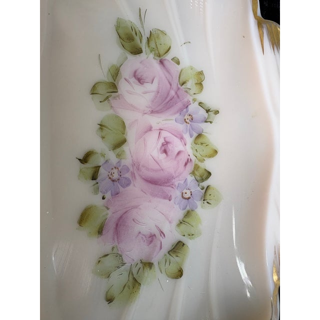 Hand-Painted Cambridge Glass Three-Section Floral Relish Dish With Gilt Accents For Sale - Image 10 of 12