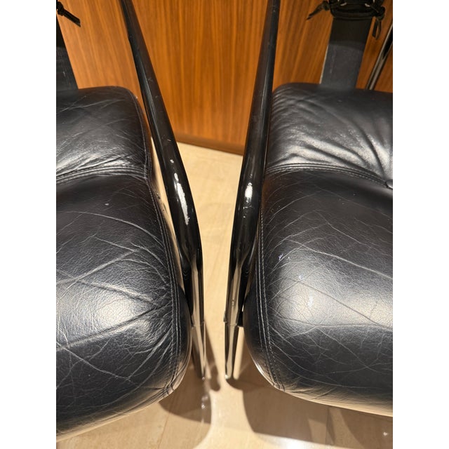 Set of 6 I4 Mariani Tucroma Chairs in Black Leather by Guido Faleschini For Sale - Image 14 of 15