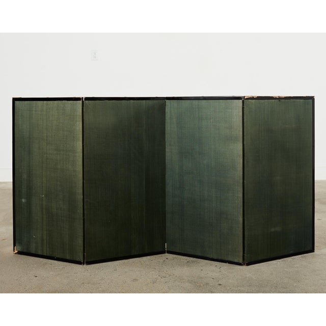 19th Century Japanese Meiji Four Panel Screen Festival Scenes For Sale - Image 12 of 12