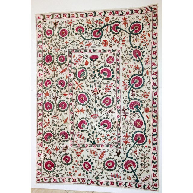 19th C. Suzani Bukhara Uzbekistan Antique Embroidered Islamic Art Textile Susani For Sale - Image 13 of 13