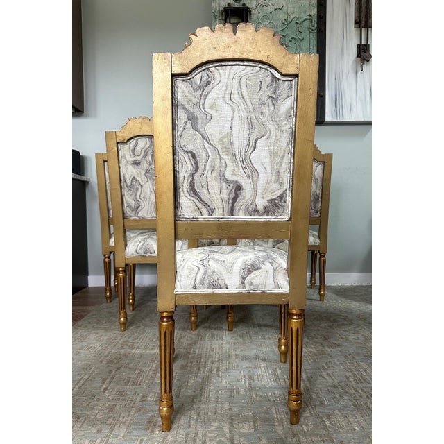 Late 18th Century French Louis XVI - Style Giltwood Dining Chairs With Hand-Painted Rosettes - Set of 6 For Sale - Image 12 of 14