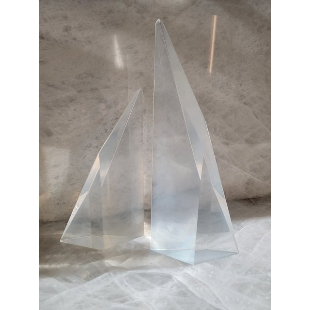 Mid-Century Modern Vintage Mid-Century Tall Lucite Sculptural Objects / Bookends - A Pair For Sale - Image 3 of 10