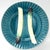 Six majolica plates having a most alluring teal blue glaze and embossed trompe-l'œil asparagus spears, a sauce well and...