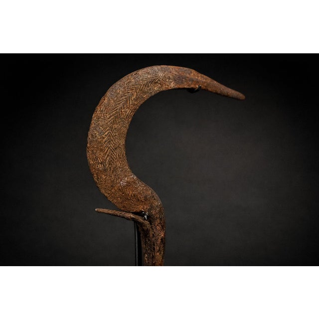 Igbo Iron Currency Knife Sculpture on Custom Platform, Nigeria, Early 20th Century For Sale - Image 10 of 13