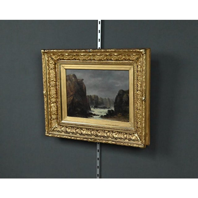 French School Artist, The Wild Coast of Belle-Île-en-Mer, 19th Century, Oil on Wood, Framed For Sale - Image 3 of 17