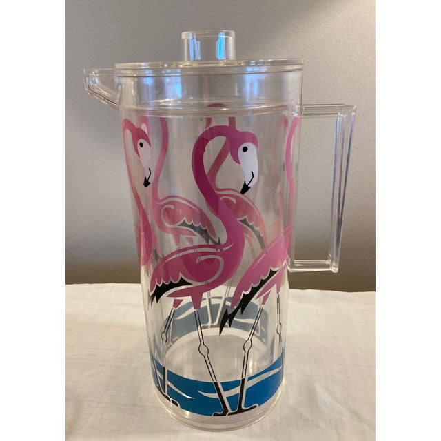 Mid 20th Century Vintage Acrylic Set of Tumblers, Pitcher & Tray Flamingo Design by h.j. Stotter, 14 Pieces For Sale - Image 5 of 9