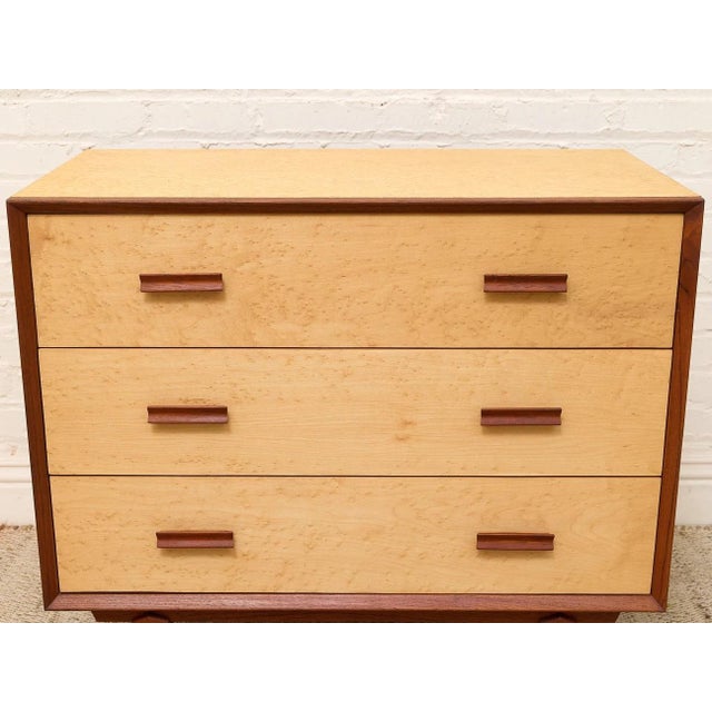 Wood Mid 20th Century Birdseye Maple Lowboy Three-Drawer Dresser For Sale - Image 7 of 12