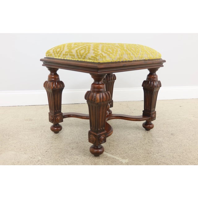 Modern Pair Modern Print Upholstered Continental Stools For Sale - Image 3 of 9