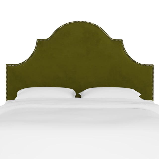 Transitional Halsted Headboard in Apple Green Classic Velvet, California King For Sale - Image 3 of 6
