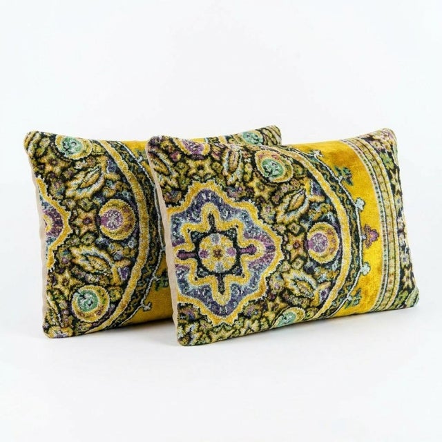 Mid-Century Modern Eclectic Velvet Lumbar Pillow Cover 16'' X 24'' - Set of Two For Sale - Image 3 of 4