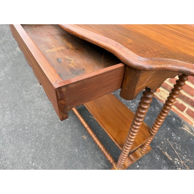 Antique Victorian Walnut Bobbin Leg Side Table With Drawer For Sale - Image 17 of 17