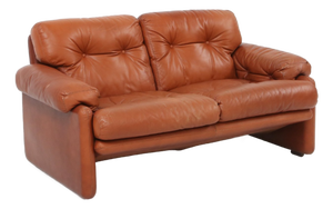 Brown Leather Coronado 2-Seater Sofa by Tobia Scarpa for B&B Italia, Italy, 1960s