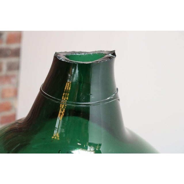 Vintage French Blown Glass Wide Neck Demijohn Carboy in Teal Green For Sale - Image 9 of 12